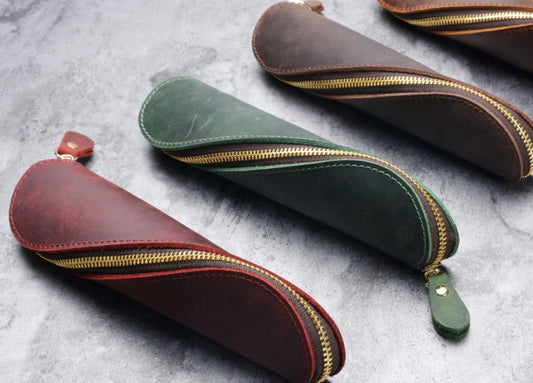 Vintage Leather Pencil Case - Timeless Style Meets Functionality - ArtOm_farm™ LEATHER 