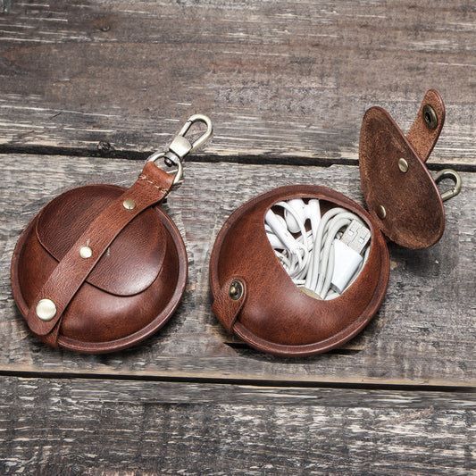 Retro Cowhide Coin Purse - Multifunctional Crazy Horse Design - ArtOm_farm™ LEATHER