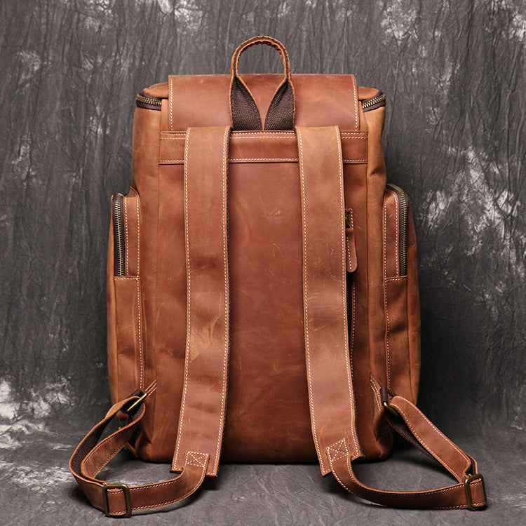 Men's Leather Backpack - Crazy Horse Genuine Leather Design - ArtOm_farm™ LEATHER