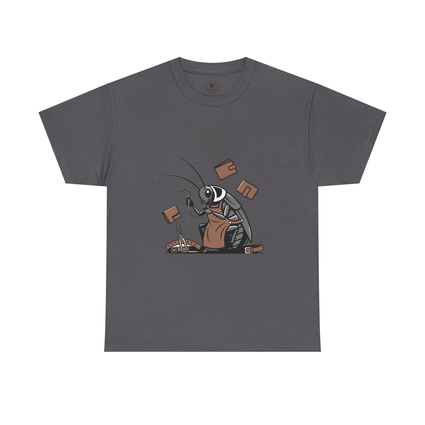 Cockroach Baker Unisex Heavy Cotton Tee - Funny Graphic Tee for Animal Lovers and Home Cooks, Unique Gift Idea - ArtOm_farm™ LEATHER