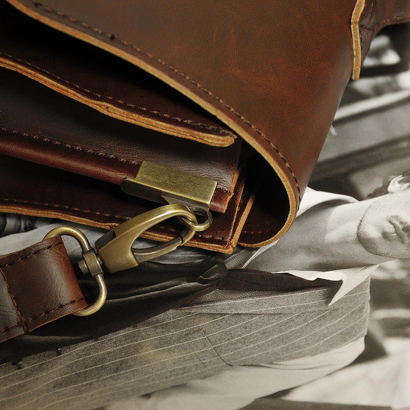 Crazy Horse Leather Handbag - Original 2025 Explosion Design Male Business Briefcase and Classic Single Shoulder Bag - ArtOm_farm™ LEATHER 