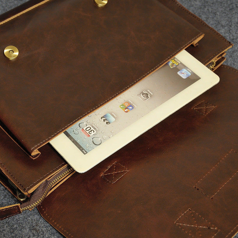 Crazy Horse Leather Handbag - Original 2025 Explosion Design Male Business Briefcase and Classic Single Shoulder Bag - ArtOm_farm™ LEATHER 