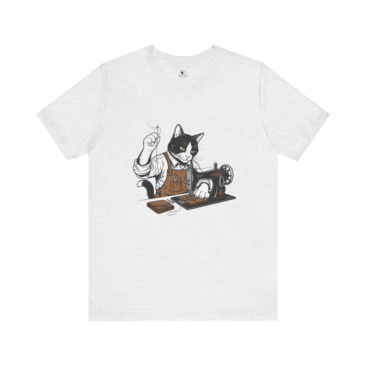 Crafty Cat Sewing Tee - Cute Cat Shirt for Crafters & Sewists, Perfect Gift for Cat Lovers - ArtOm_farm™ LEATHER