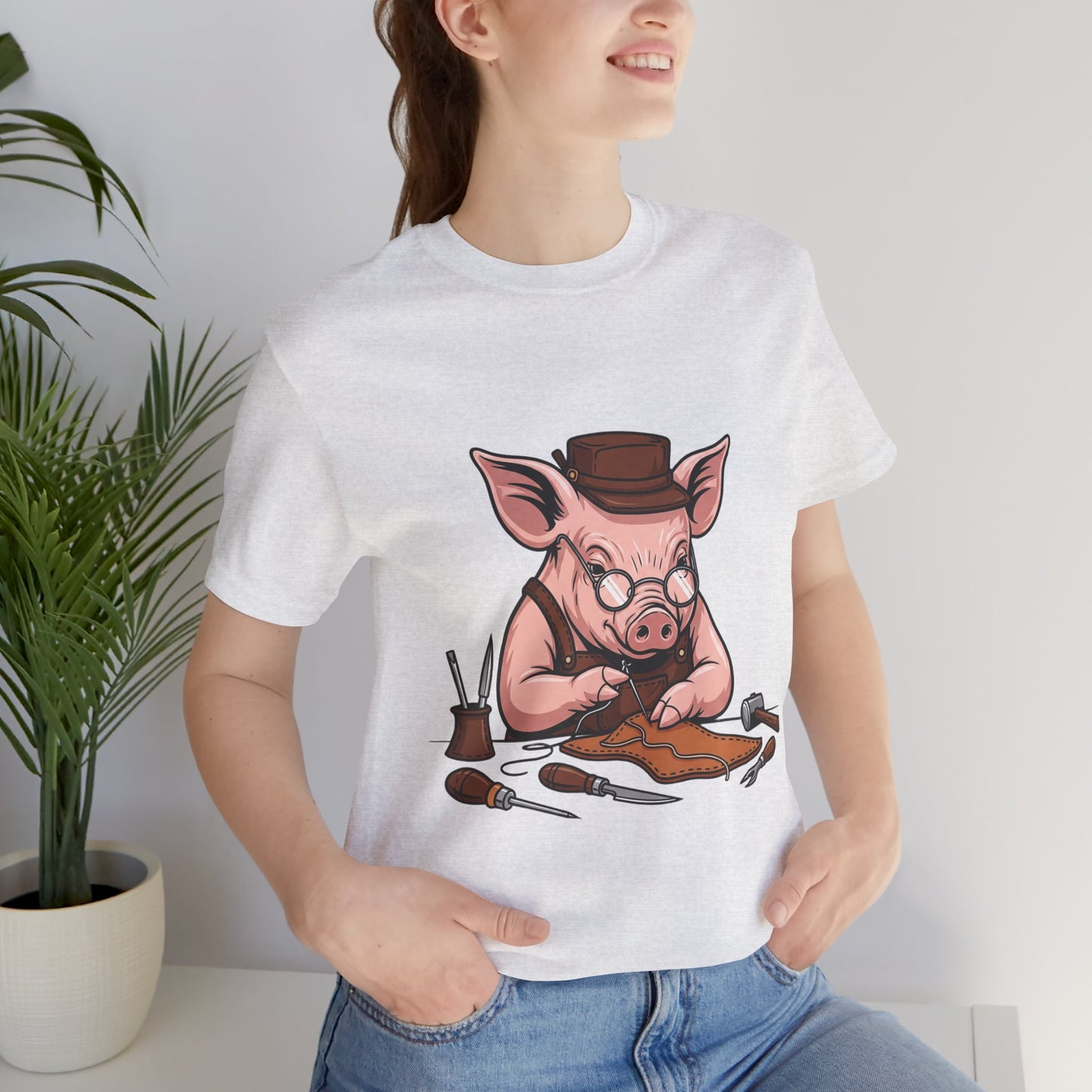 Pig Carver Tee - Funny Pig Shirt for Animal Lovers, Unique Crafting Humor Apparel, Perfect Farm Style Gift - ArtOm_farm™ LEATHER 