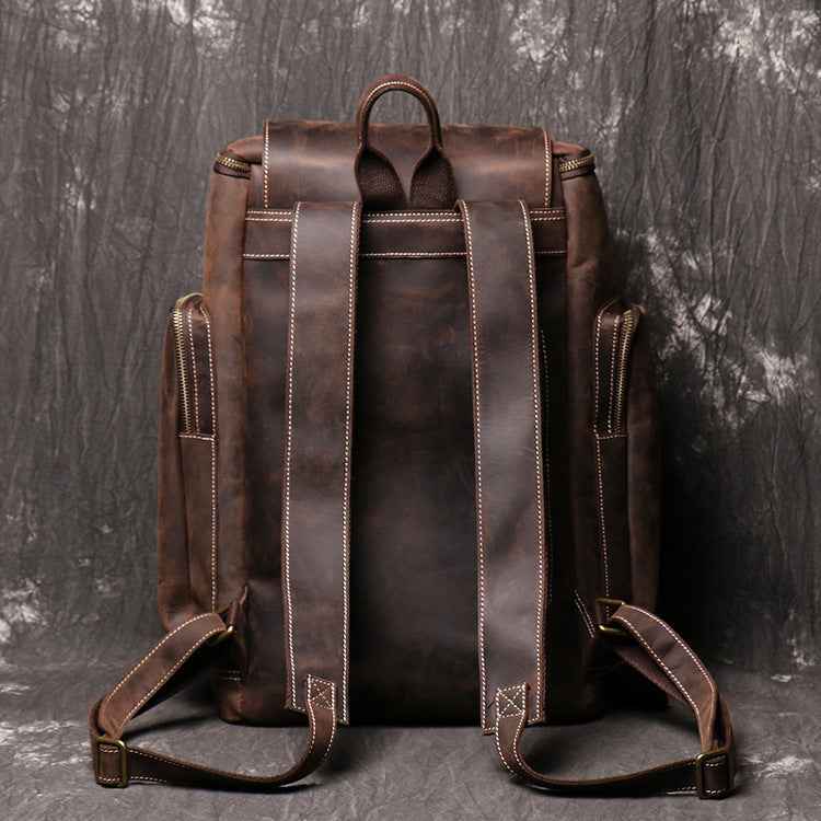 Men's Leather Backpack - Crazy Horse Genuine Leather Design - ArtOm_farm™ LEATHER