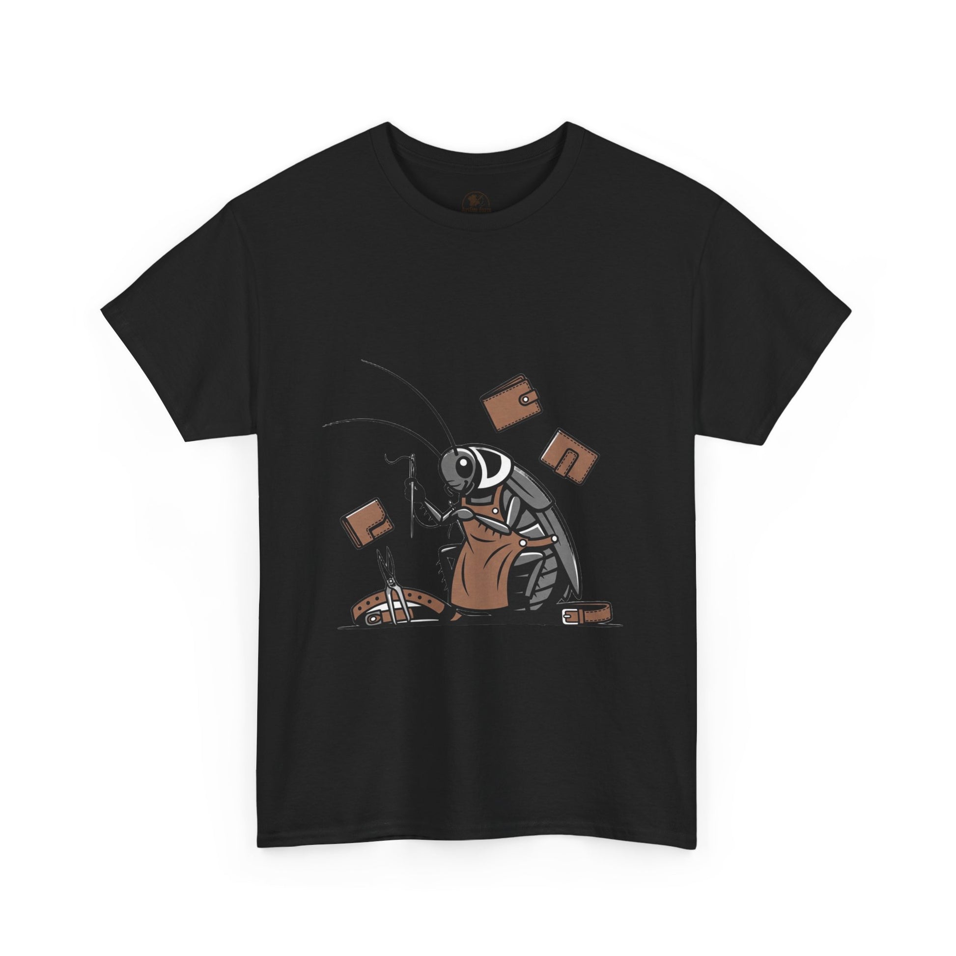 Cockroach Baker Unisex Heavy Cotton Tee - Funny Graphic Tee for Animal Lovers and Home Cooks, Unique Gift Idea - ArtOm_farm™ LEATHER