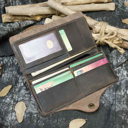 Retro Leather Wallet - Crazy Horse Leather Buckle Men's Wallet