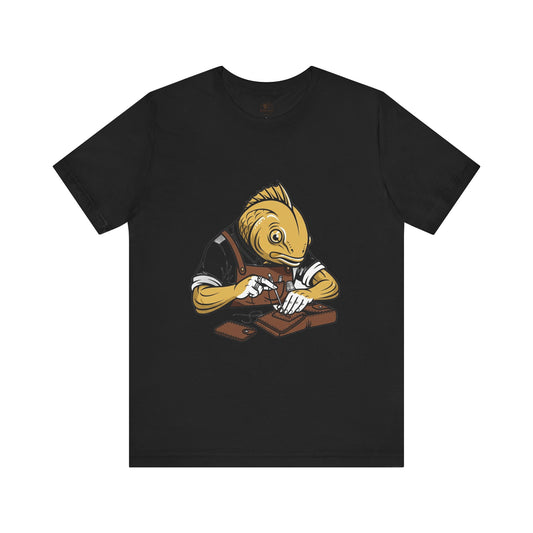 Creative Fish Artist Tee - Unique Graphic Tee for Art Lovers, Eco-Friendly Casual Wear - ArtOm_farm™ LEATHER