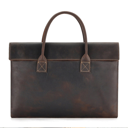 Crazy Horse Leather Men's Handbag - Thin and Portable Design - ArtOm_farm™ LEATHER 