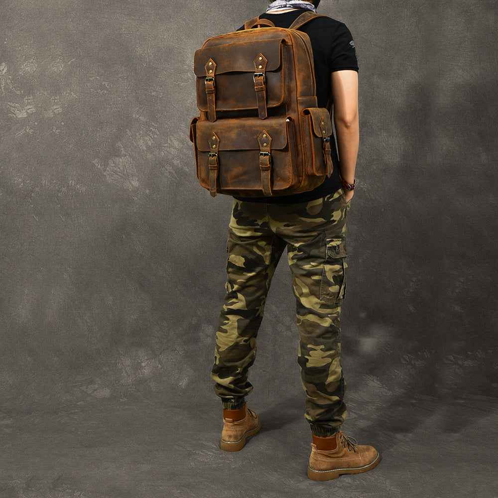 Crazy Horse Leather Backpack - The Ultimate Durable and Stylish Travel Companion - ArtOm_farm™ LEATHER