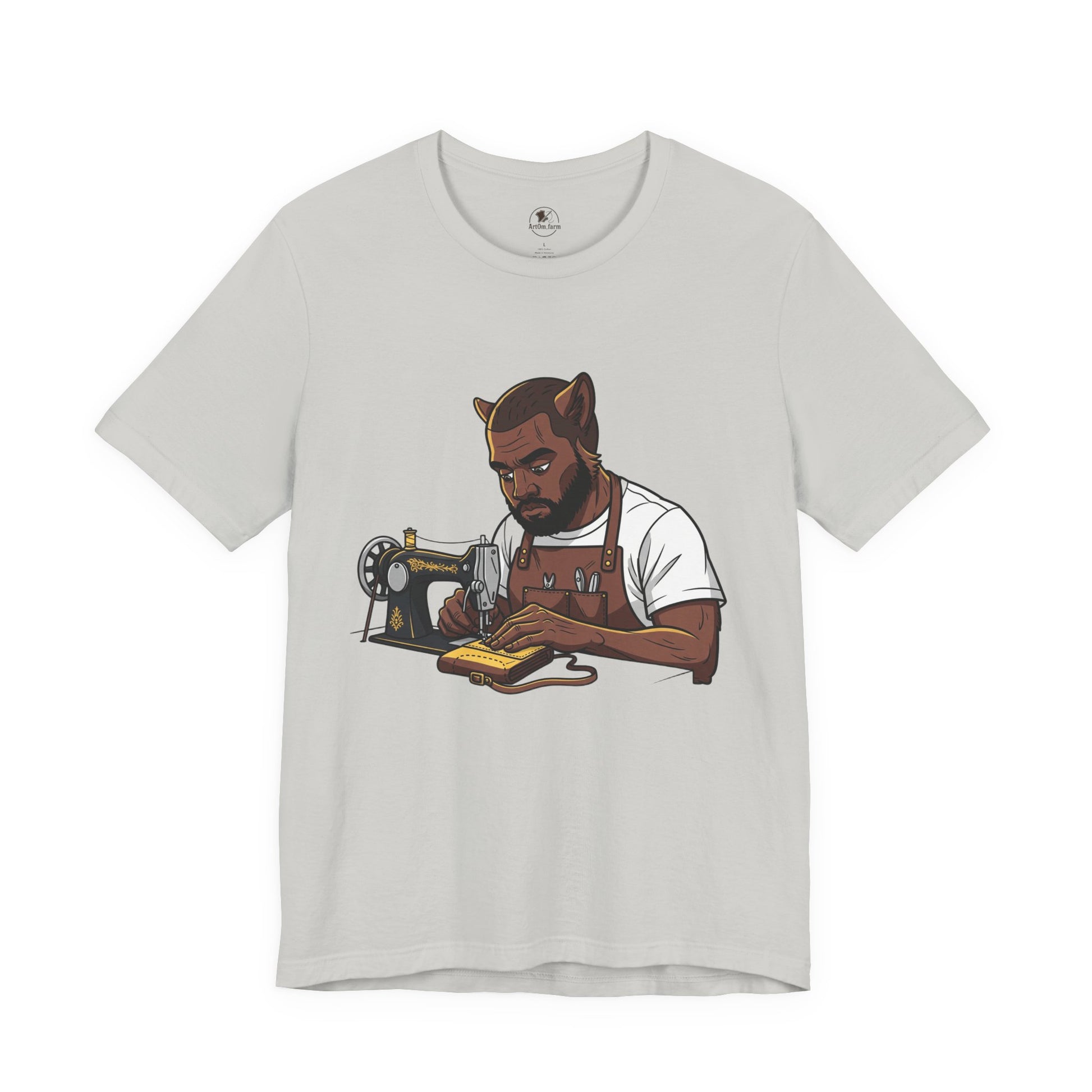 Crafty Cat Sewing T-Shirt, Funny Handmade Apparel for Cat Lovers and Creatives - ArtOm_farm™ LEATHER 