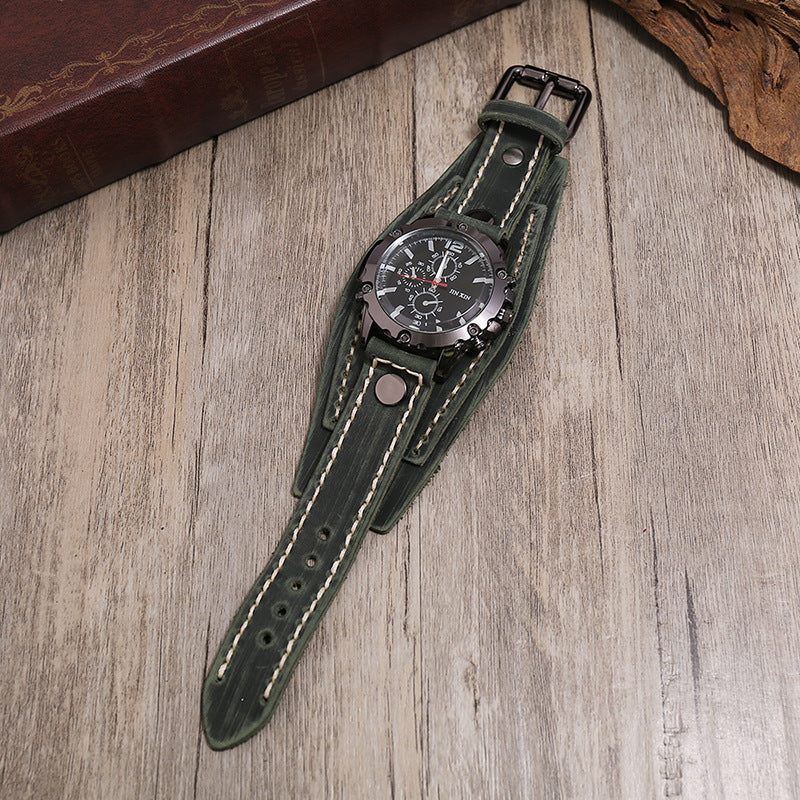 Vintage Hand Stitched Leather Watch - Timeless Craftsmanship in a Vintage Leather Watch - ArtOm_farm™ LEATHER 