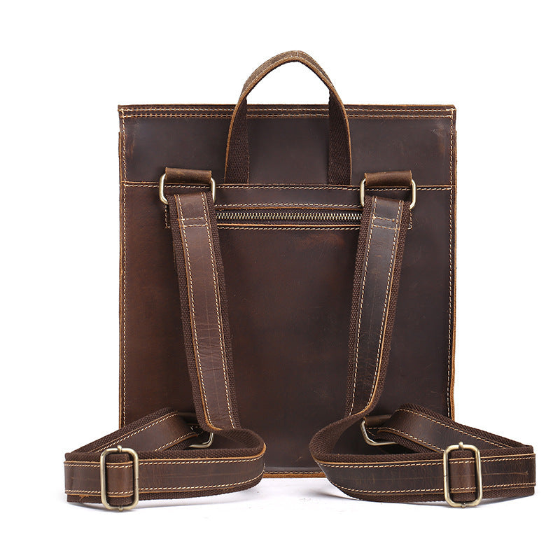 New Crazy Horse Leather Men's Backpack - Genuine Retro Design - ArtOm_farm™ LEATHER