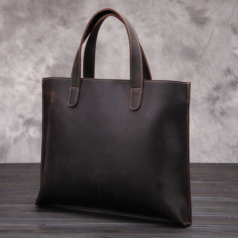 Crazy Horse Leather Briefcase - Cowhide Messenger Bag for Business - ArtOm_farm™ LEATHER 