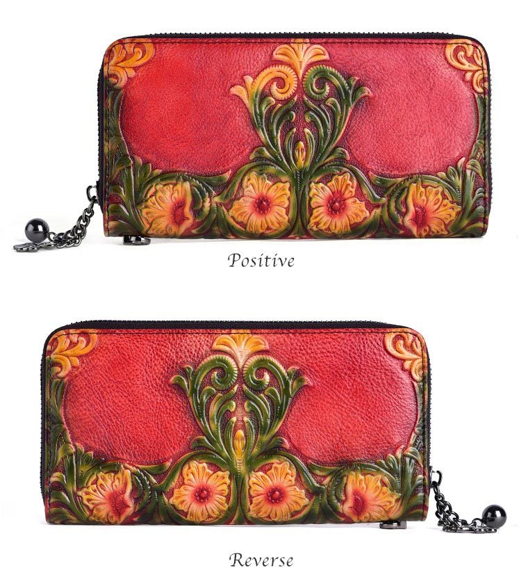 Vintage Embossed Leather Wallet - Classic and Timeless Style - ArtOm_farm™ LEATHER 