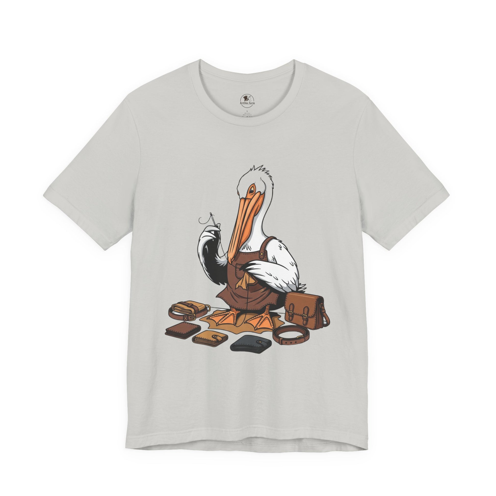 Whimsical Pelican Tee - Fun Beach T-Shirt for Casual Summer Style and Nature Lovers - ArtOm_farm™ LEATHER