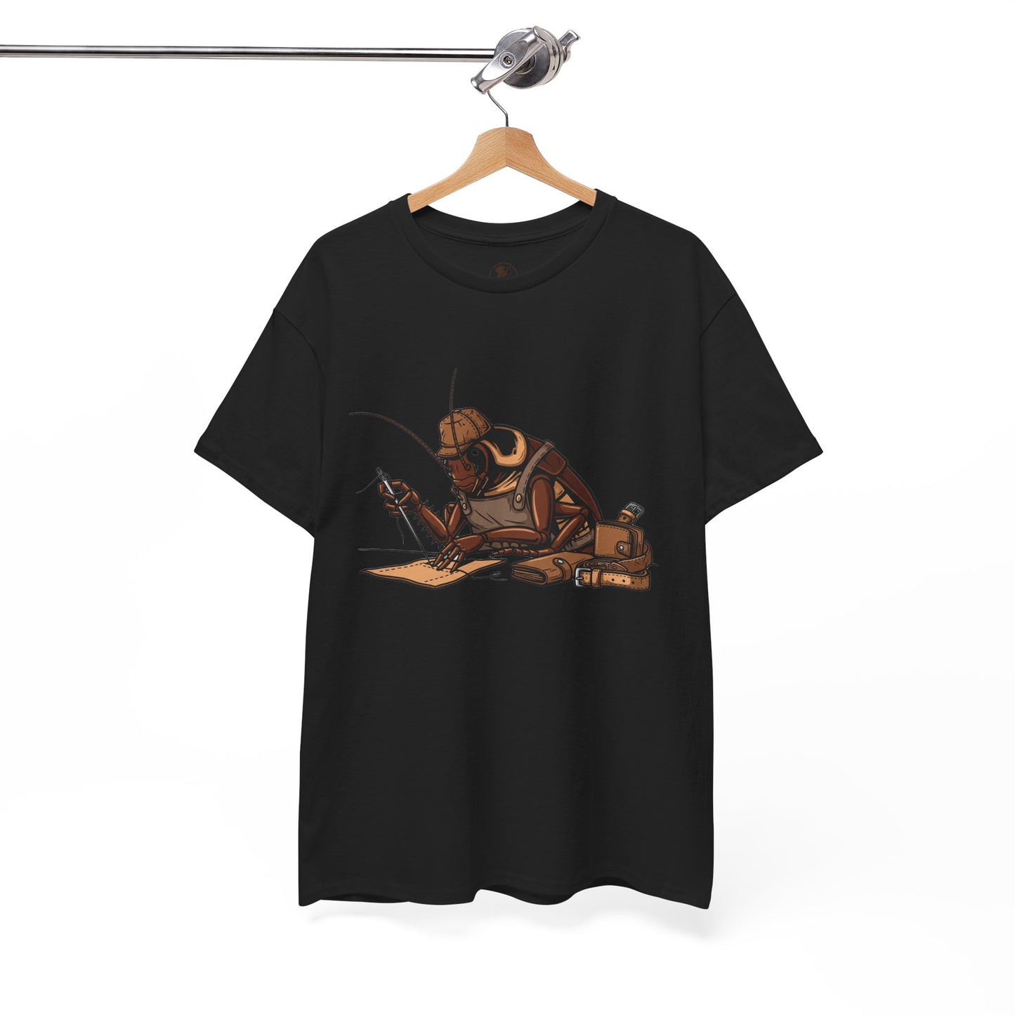 Creative Fishing Tee - Eco-Friendly Fishing Shirt with Cartoon Crab Design, Perfect Gift for Fisherman, Unisex Heavy Cotton Tee - ArtOm_farm™ LEATHER