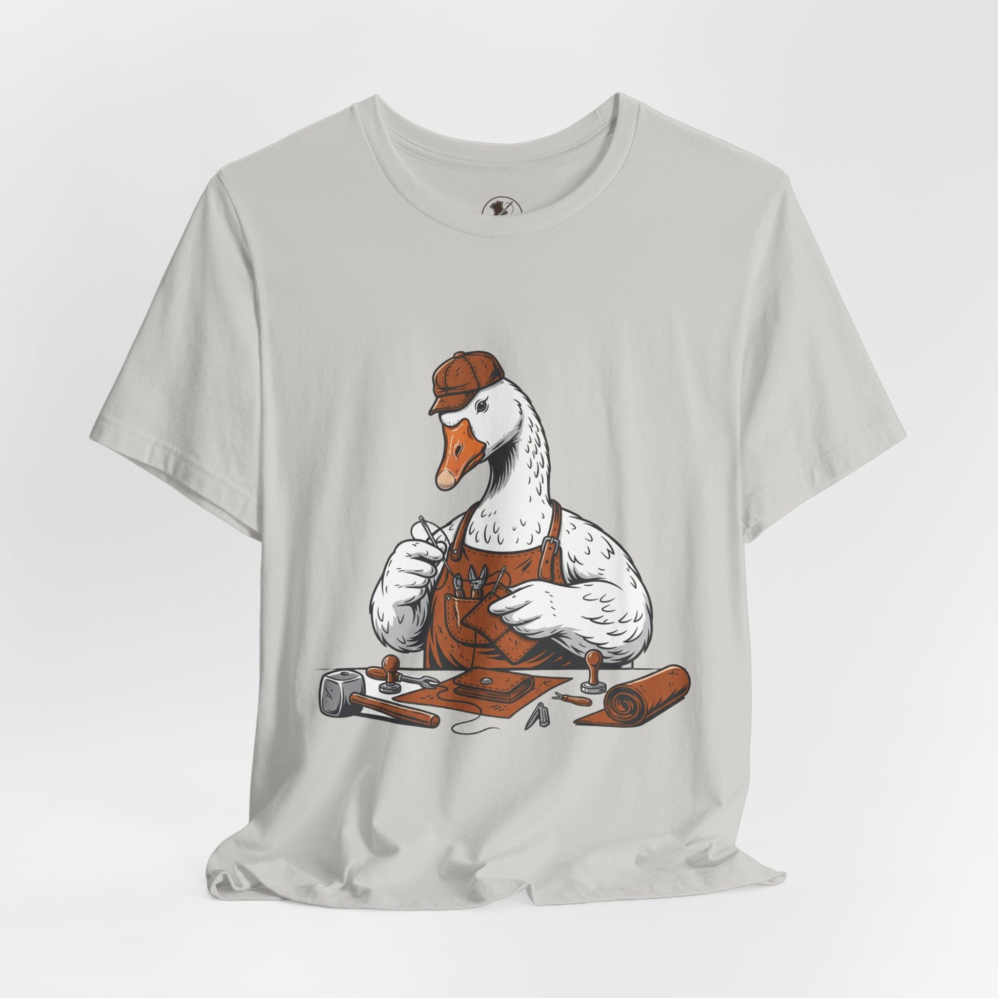 Creative Duck Artisan Tee - Unisex Graphic T-Shirt, Unique Gift for Crafters, Fun Animal Shirt, Artisan Duck Tee - ArtOm_farm™ LEATHER 