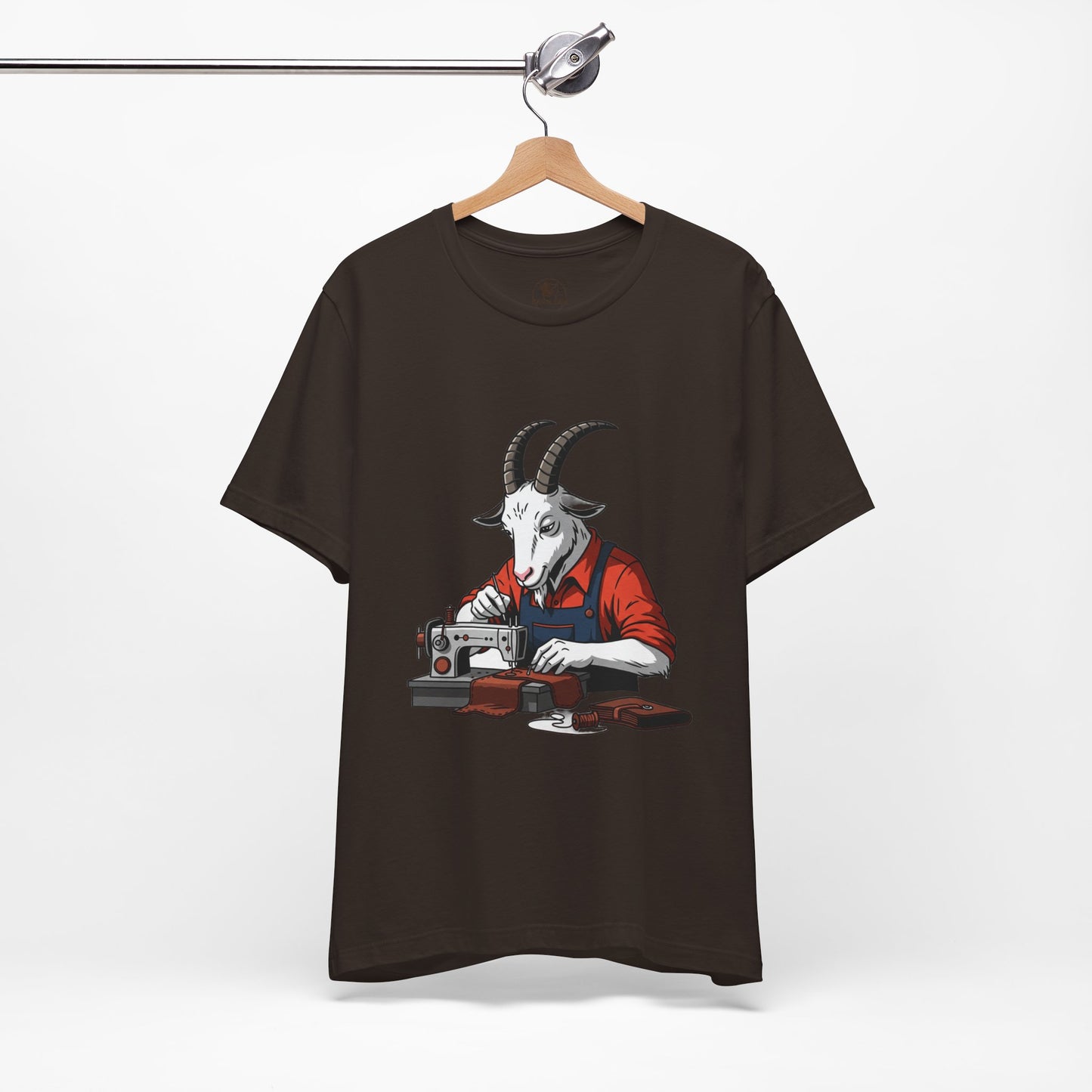 Creative Goat Tailor Tee - Funny Graphic Shirt for Crafters and Art Lovers, Unique Quirky Gift for Casual Wear - ArtOm_farm™ LEATHER