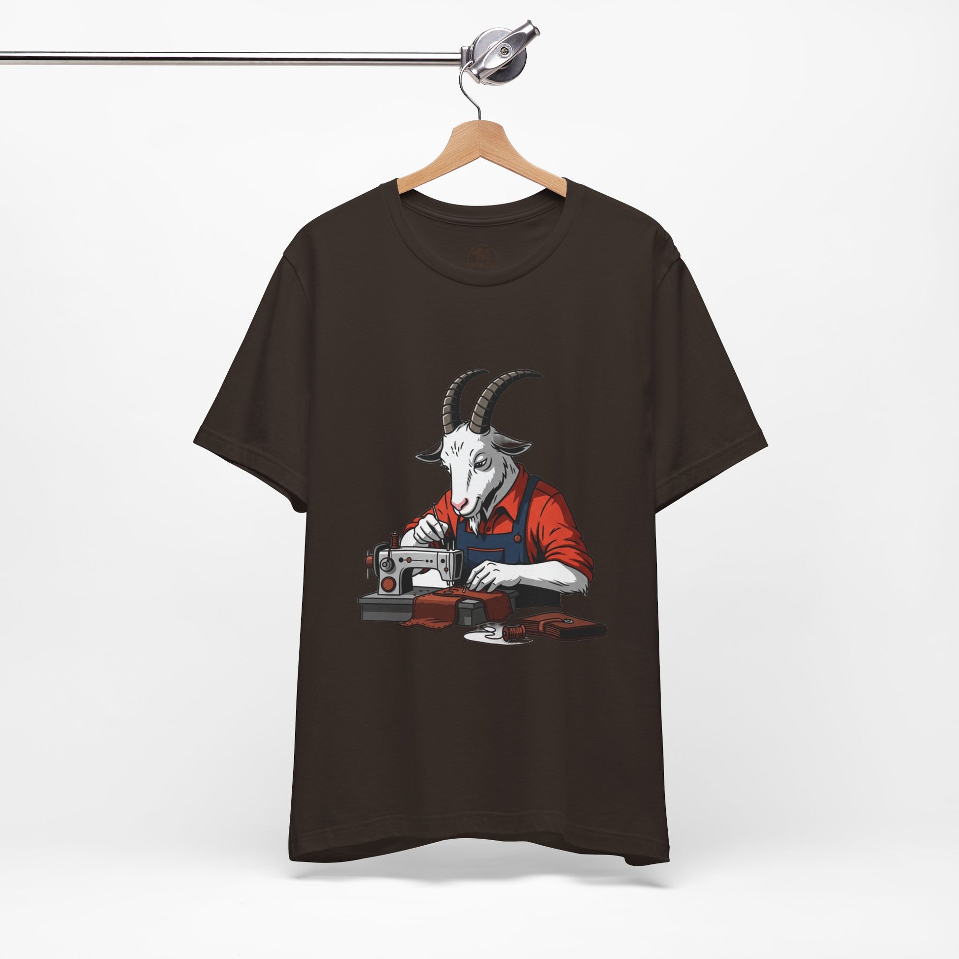 Creative Goat Tailor Tee - Funny Graphic Shirt for Crafters and Art Lovers, Unique Quirky Gift for Casual Wear - ArtOm_farm™ LEATHER