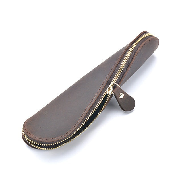 Vintage Leather Pencil Case - Timeless Style Meets Functionality - ArtOm_farm™ LEATHER 