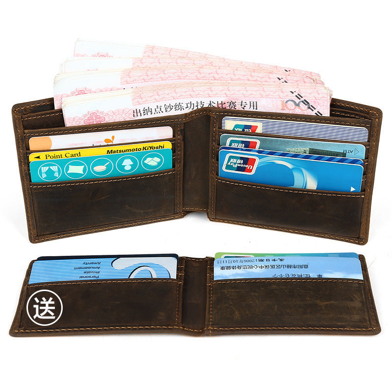Vintage Leather Wallet - Handmade Crazy Horse Leather Short Strap Wallet - ArtOm_farm™ LEATHER 