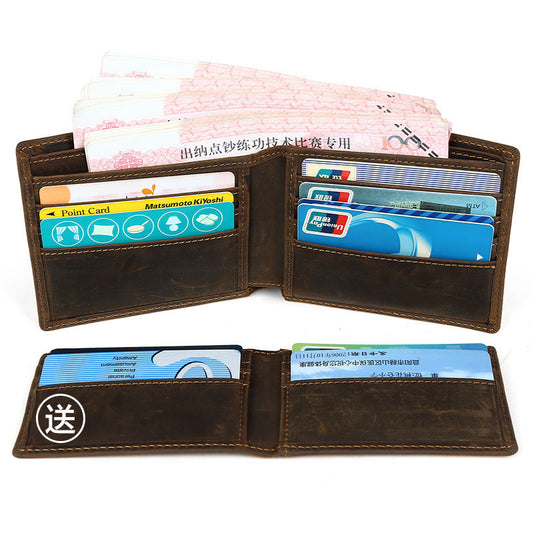 Vintage Leather Wallet - Handmade Crazy Horse Leather Short Strap Wallet - ArtOm_farm™ LEATHER 
