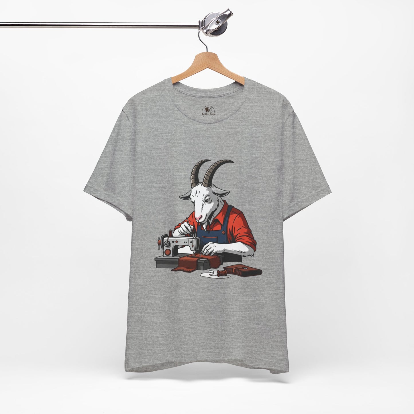 Creative Goat Tailor Tee - Funny Graphic Shirt for Crafters and Art Lovers, Unique Gift for Casual Wear - ArtOm_farm™ LEATHER 