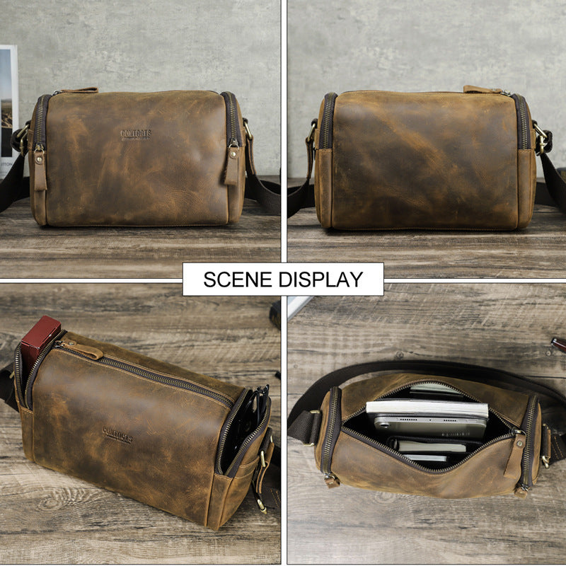 Retro Leather Messenger Bag - Crazy Horse Style Fashion for Men - ArtOm_farm™ LEATHER