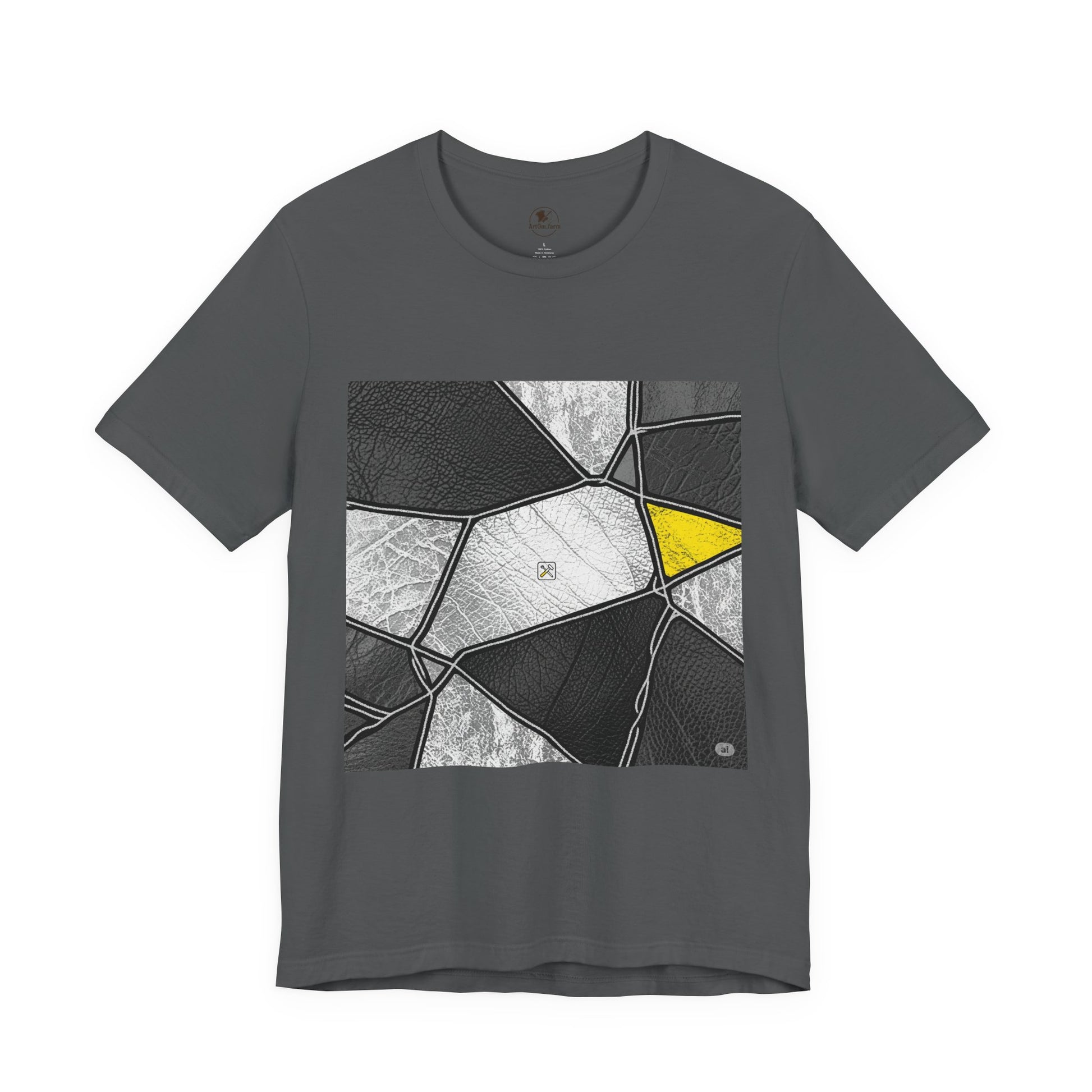 Stylish Geometric Graphic Tee - Modern Art T-Shirt for Casual Wear | Unisex Short Sleeve Shirt, Perfect Gift for Art Lovers and Unique Personal Style - ArtOm_farm™ LEATHER