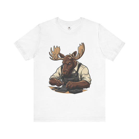 Moose Graphic Tee - Funny Animal Shirt for Nature Lovers, Unique Casual Outfit in Woodland Style - ArtOm_farm™ LEATHER