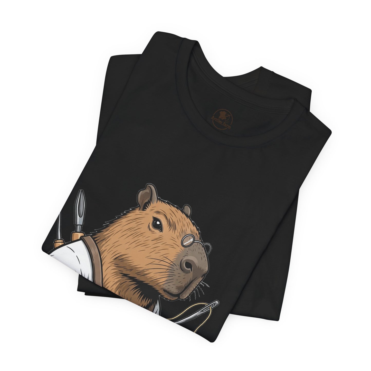 Crafty Beaver T-Shirt - Cute Animal Graphic Tee for Nature Lovers, Eco-Friendly Casual Wear - ArtOm_farm™ LEATHER 