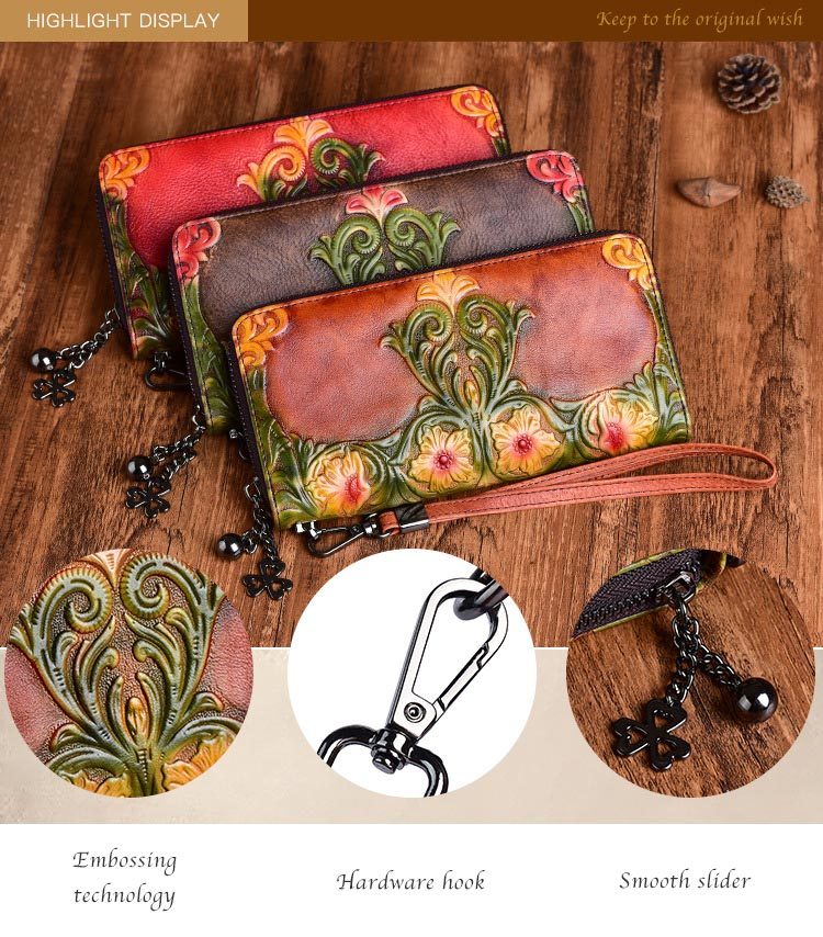 Vintage Embossed Leather Wallet - Classic and Timeless Style - ArtOm_farm™ LEATHER 