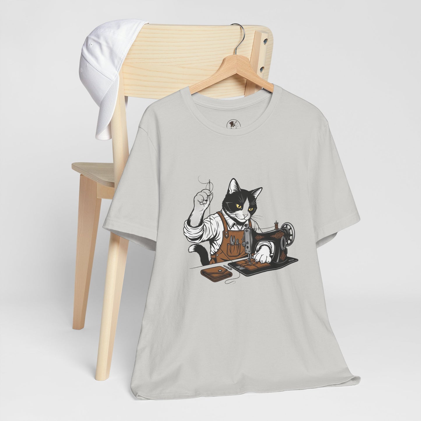 Crafty Cat Sewing Tee - Cute Cat Shirt for Crafters & Sewists, Perfect Gift for Cat Lovers - ArtOm_farm™ LEATHER 