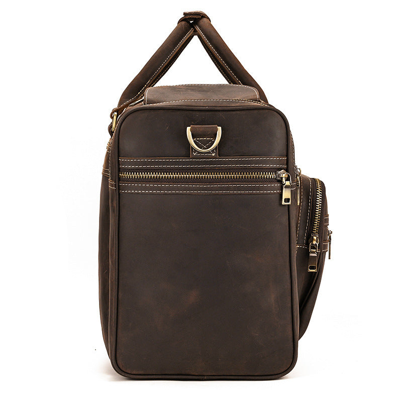 Large Capacity Leather Travel Bag - Retro Crazy Horse Style - ArtOm_farm™ LEATHER 