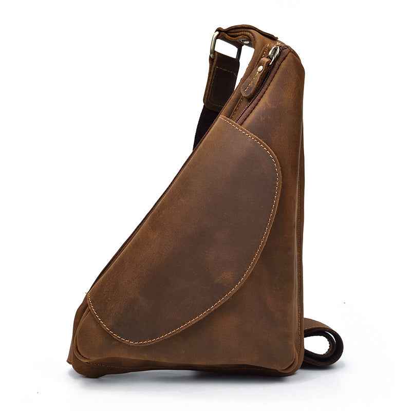Men's Leather Sling Bag - Retro Messenger Style in Crazy Horse Leather