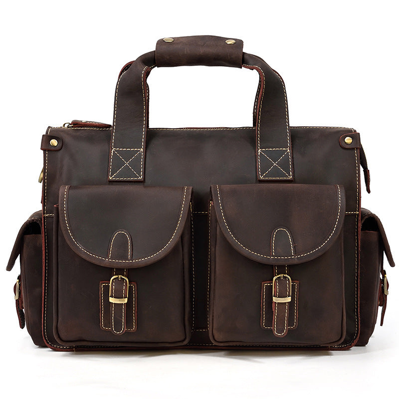 Crazy Horse Leather Crossbody Bag for Outings and Work - ArtOm_farm™ LEATHER 