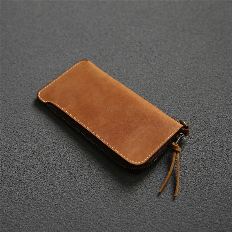Wallet Top Layer Leather Zipper Wallet with Belt Clip - ArtOm_farm™ LEATHER 