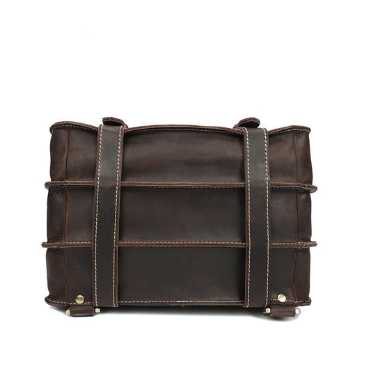 Men's Vintage Leather Backpack - Fashionable Crazy Horse Design - ArtOm_farm™ LEATHER 