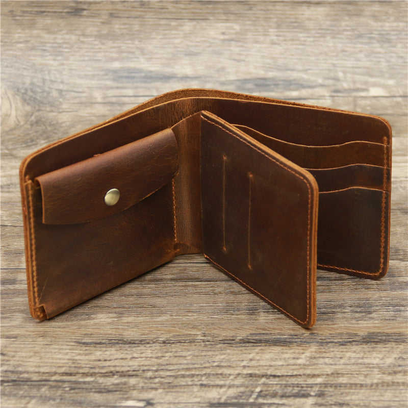 Men Crazy Horse Leather Wallet - Stylish Money and Card Bag for Modern Men - ArtOm_farm™ LEATHER 