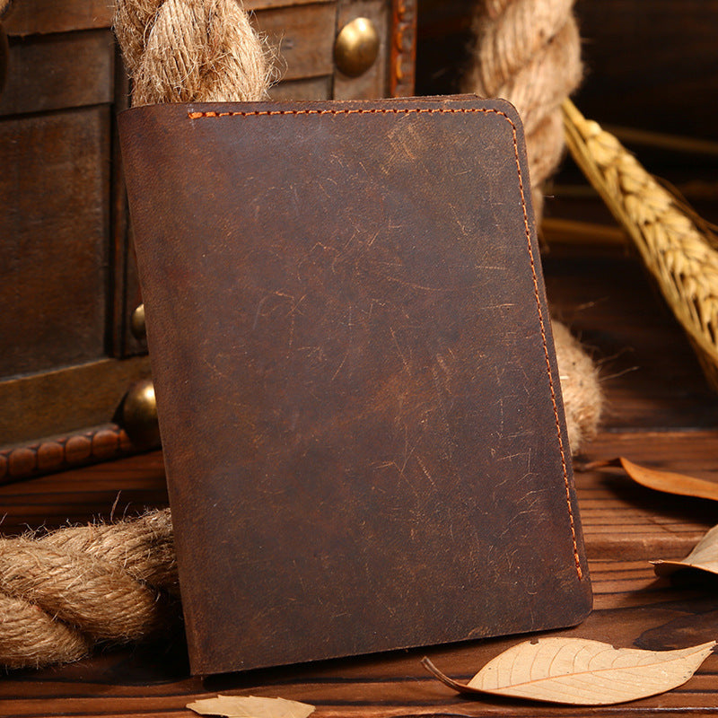 Vintage Leather Men's Wallet - Crazy Horse Leather Short Wallet for Him - ArtOm_farm™ LEATHER 