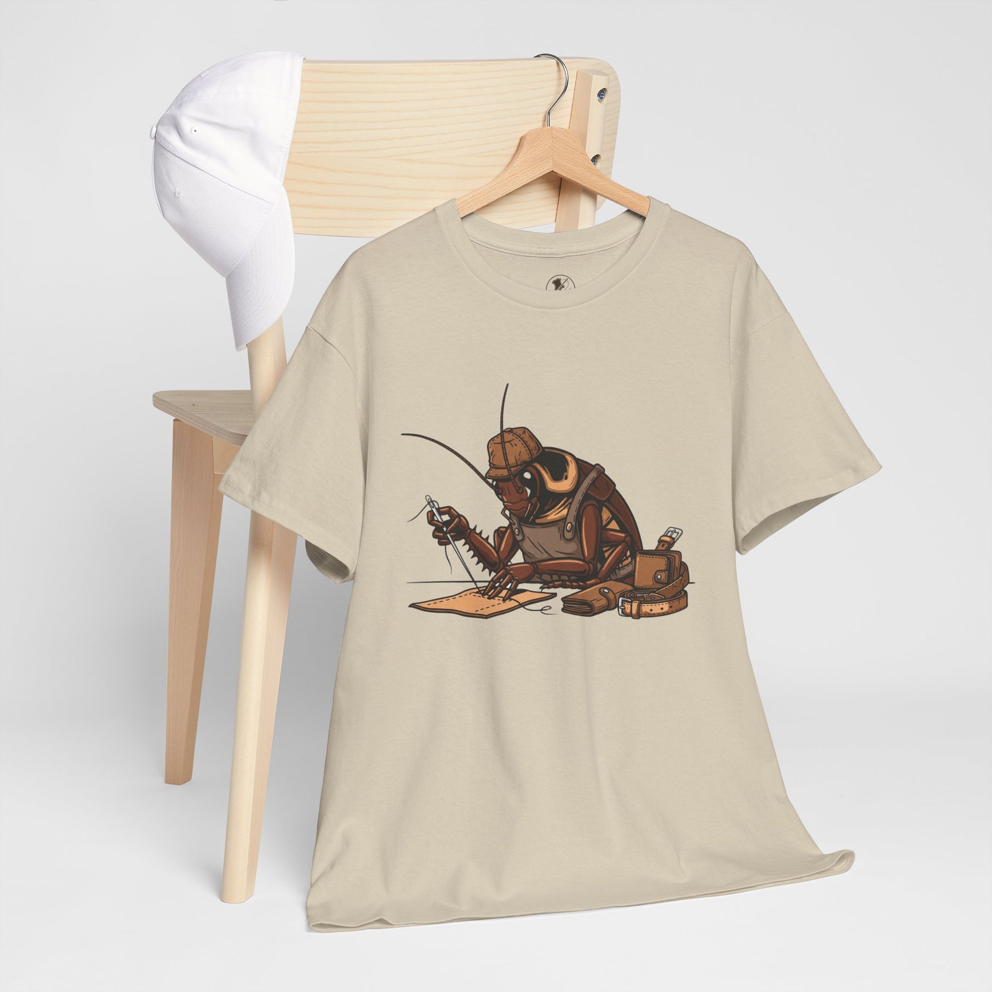 Creative Fishing Tee - Eco-Friendly Fishing Shirt with Cartoon Crab Design, Perfect Gift for Fisherman, Unisex Heavy Cotton Tee - ArtOm_farm™ LEATHER 