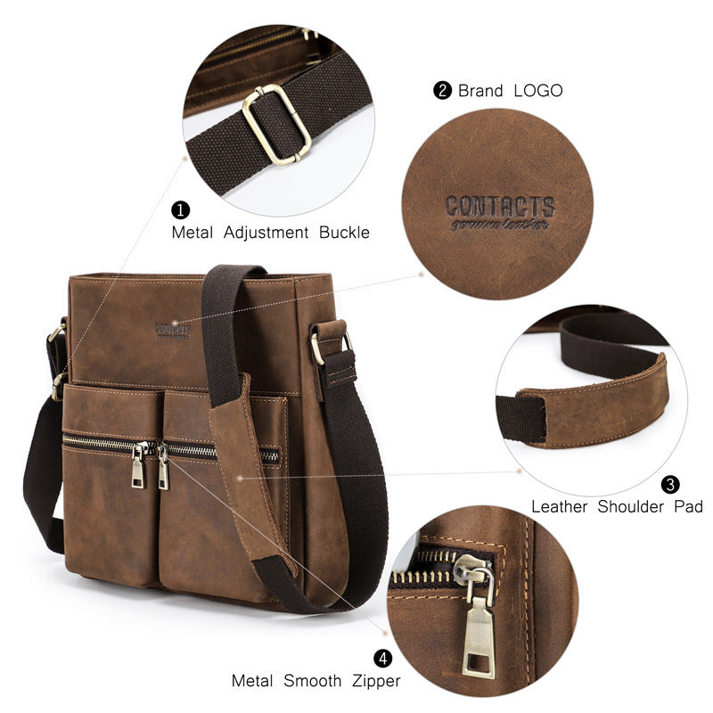 Retro Leather One Shoulder Bag for Men - Crazy Horse Trend - ArtOm_farm™ LEATHER