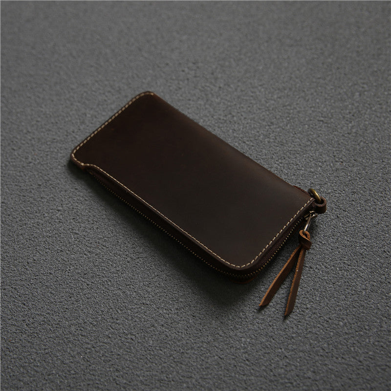 Wallet Top Layer Leather Zipper Wallet with Belt Clip - ArtOm_farm™ LEATHER 