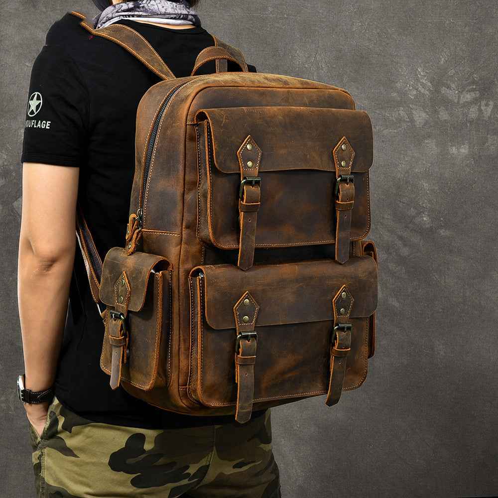 Crazy Horse Leather Backpack - The Ultimate Durable and Stylish Travel Companion - ArtOm_farm™ LEATHER