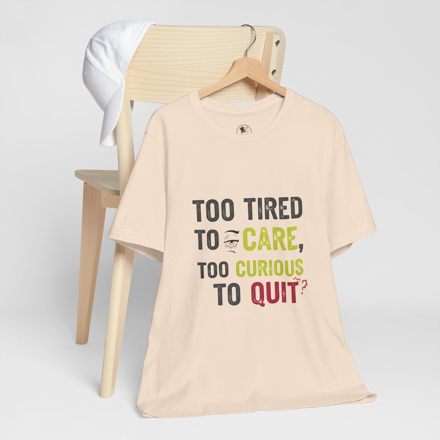 Too Tired to Care Funny Graphic T-Shirt - Unisex Humor Shirt for Casual Wear & Gifting - ArtOm_farm™ LEATHER 
