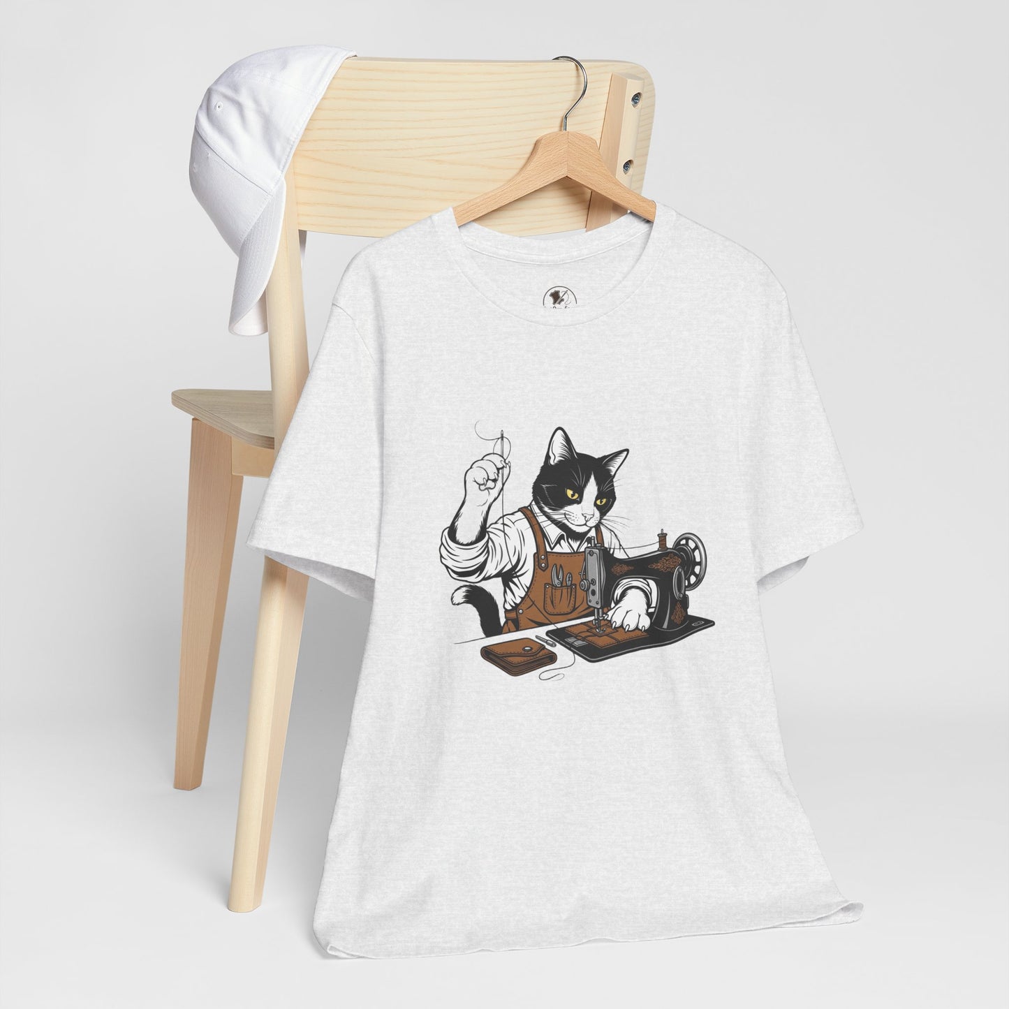 Crafty Cat Sewing Tee - Cute Cat Shirt for Crafters & Sewists, Perfect Gift for Cat Lovers - ArtOm_farm™ LEATHER 