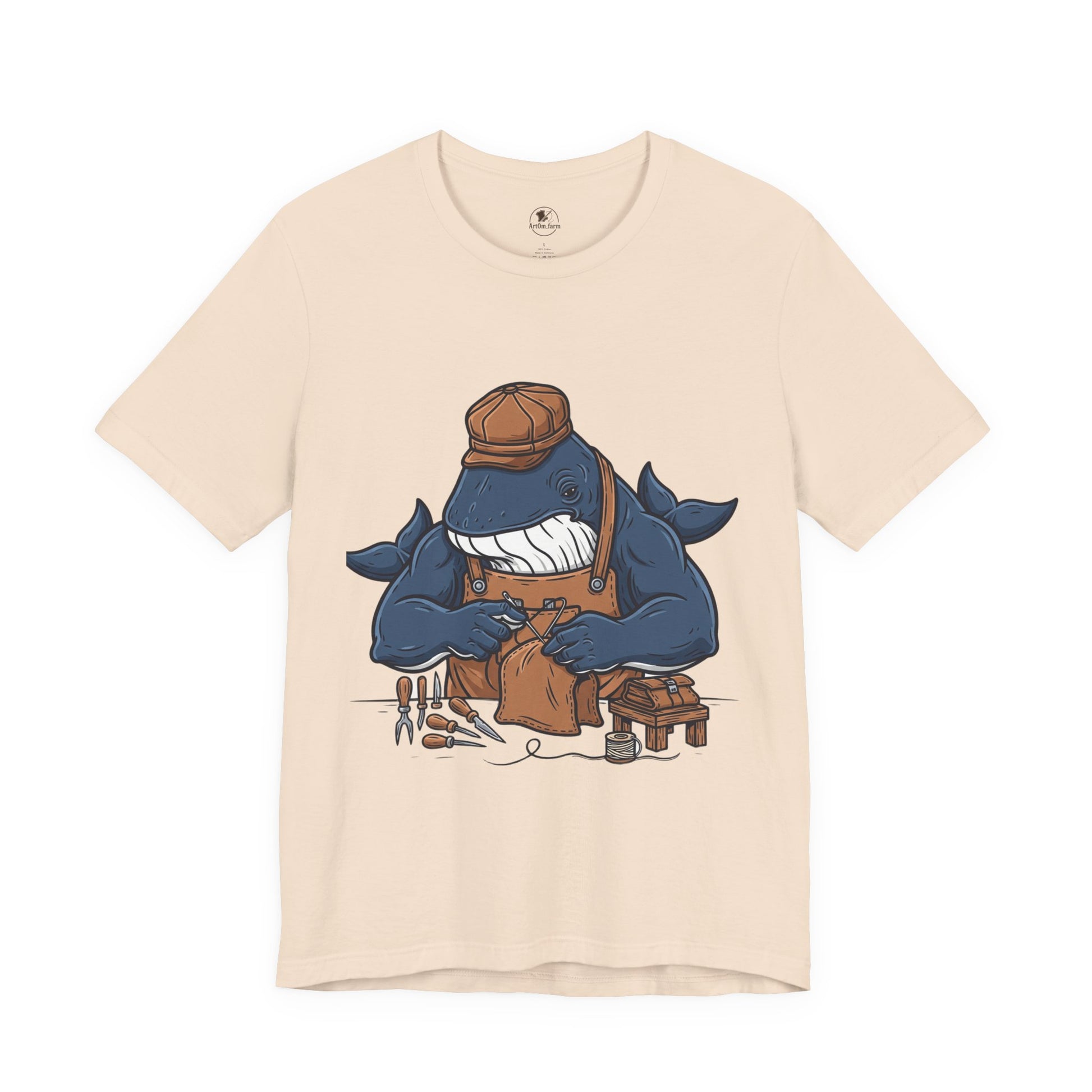Crafty Shark Tee - Fun Unisex Casual Shirt for Ocean Lovers, Unique Gift Idea and Art Inspired Apparel - ArtOm_farm™ LEATHER 