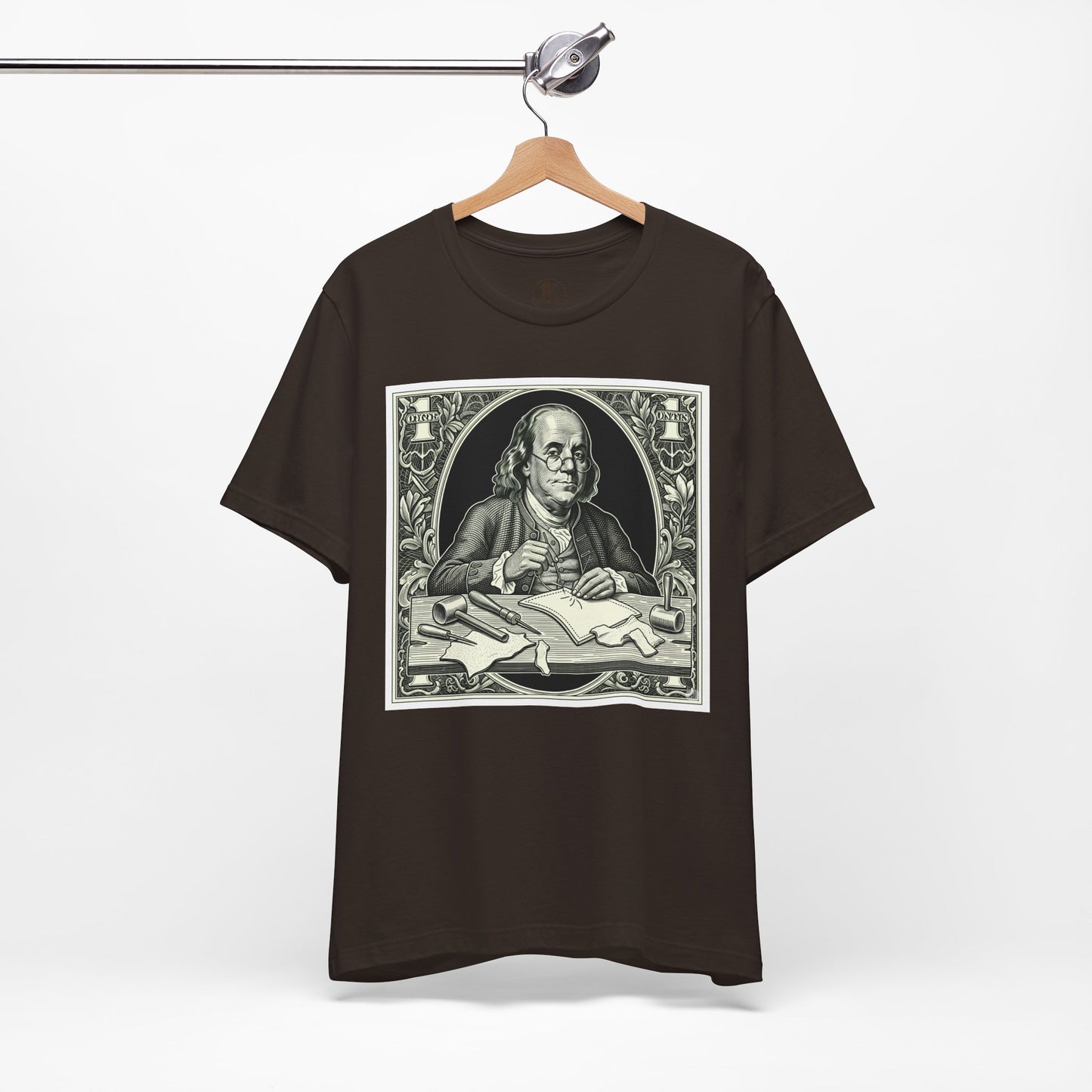 Benjamin Franklin Vintage Tee for History Lovers - Unisex Short Sleeve Shirt, Unique Teacher Gift - ArtOm_farm™ LEATHER