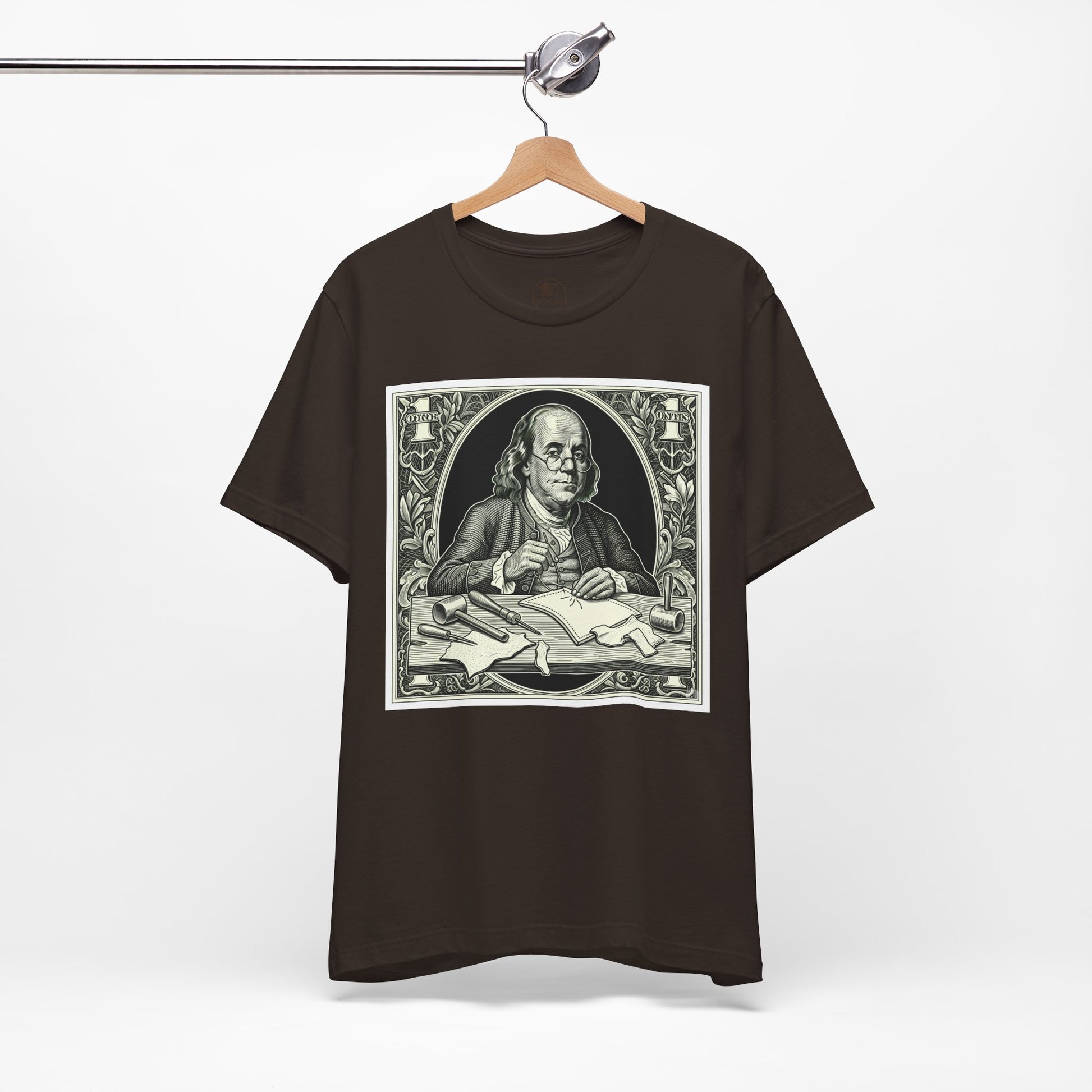 Benjamin Franklin Vintage Tee for History Lovers - Unisex Short Sleeve Shirt, Unique Teacher Gift - ArtOm_farm™ LEATHER